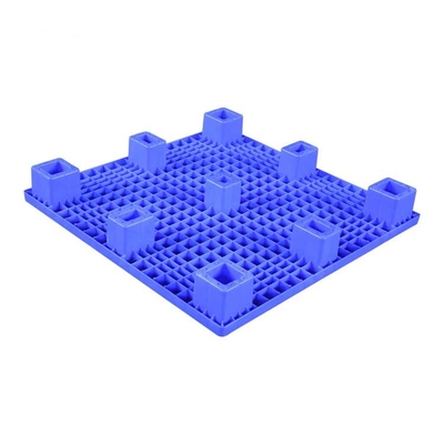 1000 X 1000 X 140 Pallet nhựa phẳng trên cùng có thể lồng được HDPE màu xanh lam Tải trọng 600kg