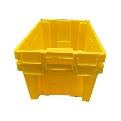 Thùng nhựa HDPE màu vàng có thể lồng vào nhau Thùng di chuyển có thể xếp chồng lên nhau