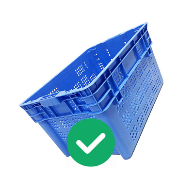 Thùng nhựa di chuyển HDPE màu xanh lam 50Kg Tải trọng Hải sản thông gió Có thể lồng vào nhau