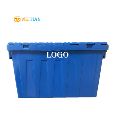Trọng lượng 3000g Hộp hậu cần bằng nhựa HDPE Màu xanh Tải trọng 50Kg Thùng di chuyển có thể xếp chồng lên nhau